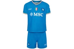 SSC Napoli Set Gara Infant Home, EA7, Prodotto Ufficiale, Scudetto Tricolore, Azzurra, Divisa bambino 2023/2024, 6 mesi