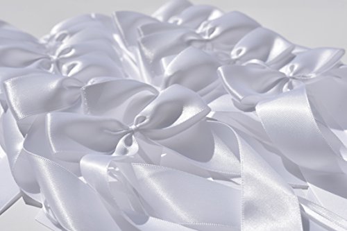 50 Autoschleifen zur Hochzeit (weiß, Satin, 200 mm) + Checkliste Hochzeitsdeko. Autoschmuck / Antennenschleifen / Dekoschleifen / Antennenband - 4