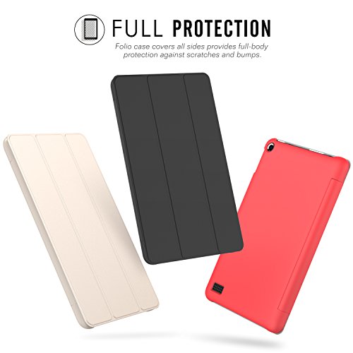 MoKo Fire 7 2015 Hülle – Ultra Slim Lightweight Schutzhülle Smart Cover Case mit Standfunktion für Amazon Fire 7.0 Zoll (5. Generation – 2015 Modell) Tablet, Rot - 6