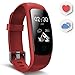 Produktbild ausun Fitness Tracker, wasserdicht Herzfrequenz Armband mit 2,4 cm OLED-Bildschirm multi-sports Modus Schwimmen Smart Watch, rot