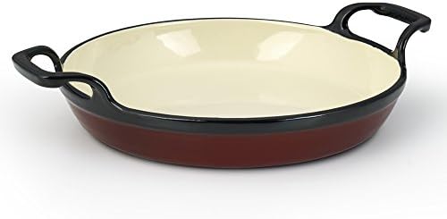 Essenso Grenoble Cast Iron Egg and Omelet Pan with Four-Layer Enamel and Ceramic Coated Interior, Burgundy, 8 Inch