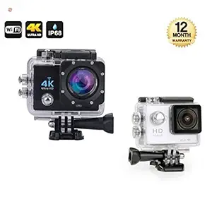 Wonderford Supreno 4K WiFi HD DV Camcorder 12MP 170 Degree Wide Angle with 1080P Bike Helmet Cam Action Waterproof Camera (Colour May Vary)