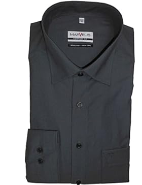 MARVELIS Comfort Fit Hemd Langarm New Kent Kragen anthrazit
