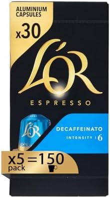 L'Or - Capsule Caffè Espresso Decaffeinato - 150 Capsule in Alluminio - 5 pacchetti da 30 - Intensità 6 - Compatibili con Macchine Nespresso®* original