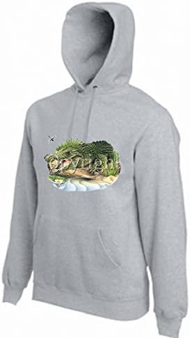Simply Tees Alligator Adult's Hooded Sweatshirt, printed on the Front Heather Grey- X-Large (44/46")