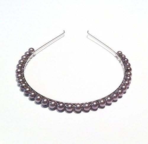 Silver Grey Glass Pearl Beaded Headband