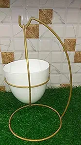 T M Handicrafts Plant Stand with Stand -Decorative Pots ,Rust Free Metal Plant Pots for Living Room, Balcony & Garden Decor