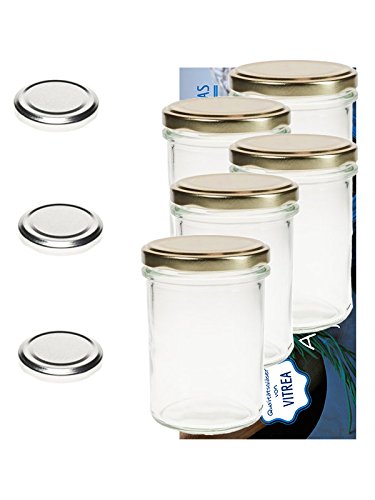 25er Set Sturzgläser 230 ml Hoch Marmeladengläser Einmachgläser Einweckgläser Gewürzgläser To 66 silberner Deckel incl. Vitrea