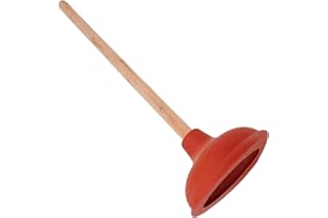 Comfortos® Premium Wooden Toilet Plunger | 43cm Extra-Long Durable Wood Handle | Heavy-Duty Suction Cup for Toilet, Sink, and Drain Blockages | Eco-Friendly, Powerful Unclogging Tool (1, Red)