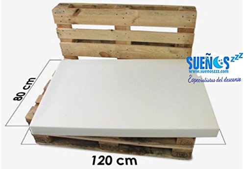 SUENOSZZZ- Asiento de HR para palet. Enfundado en Polipiel hidrofugo Blanco (Repelente al agua - impermeable.) Exterior e interior. 120 x 80 x 10