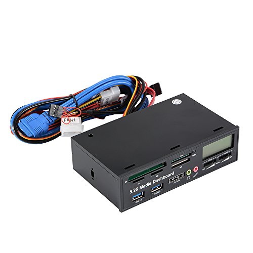 XCSOURCE® Multifunktions 5.25″ Media Dashboard LCD Display USB 3.0 eSATA All-in-1 Kartenleser Frontplatte AC747 - 9