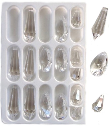 18 Teile Kristall Glas Behang Set Vollschliff 30% PbO Bleikristall "Regenbogenkristall" - Feng Shui