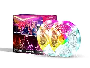 HomeMate Wi-Fi Multicolour with Cool White Smart LED Strip Kit, 10 Meter, Compatible with Alexa, Google Home and IFTTT