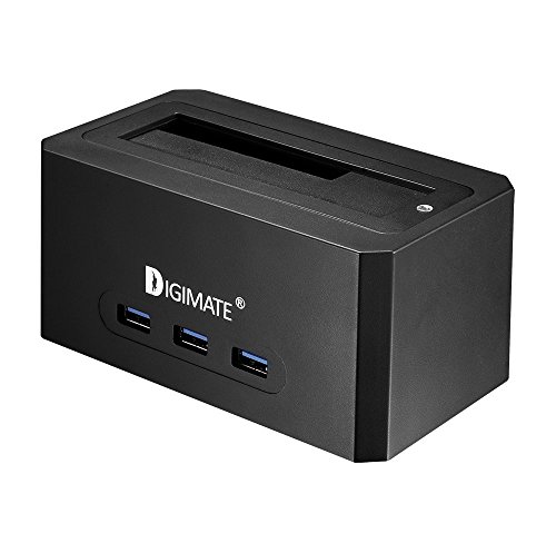 Digimate® DM-13UH USB 3.0 HDD Dockingstation | mit 3 x USB 3.0 HUBs (Anschlüssen) | externe Festplatten-Dockingstation für 2,5 / 3,5 Zoll SSD HDD SATA I/II/III inklusive | USB3.0 Kabel mit 12V 2A Netzteil (für PC / Notebook / Mac, SATA3 bis zu 6TB)