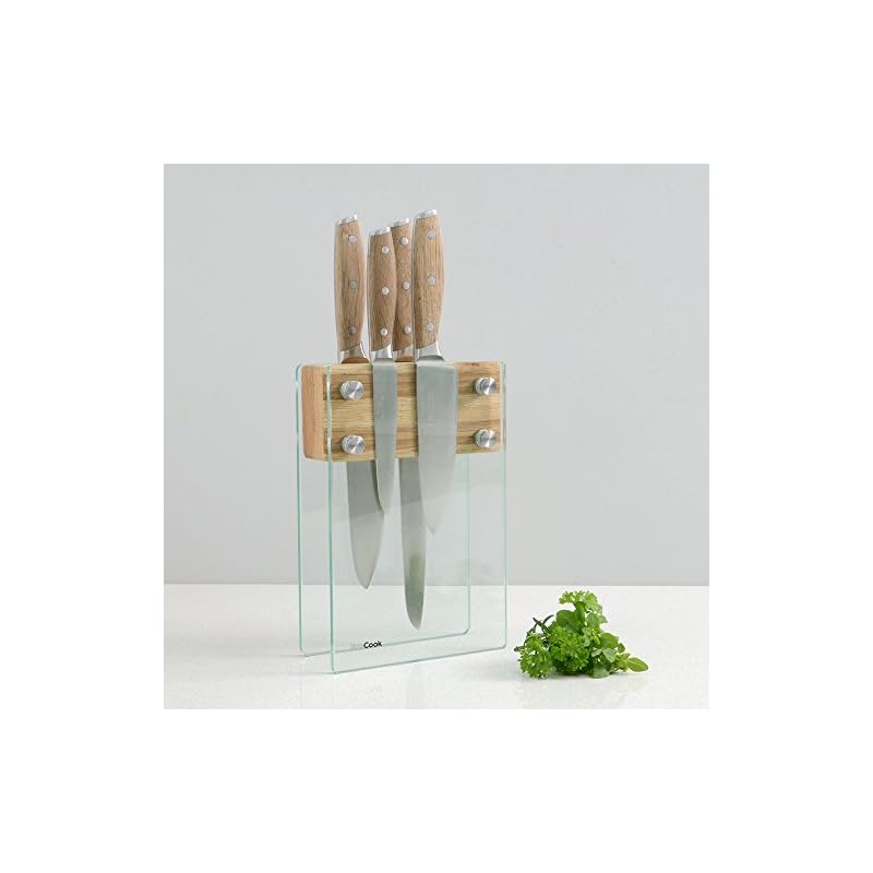 Procook Elite Oak X70 Messerset Mit Dreifach Vernieteten Griffen Aus Eichenholz