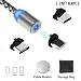 Produktbild Magnet USB Kabel 3-in-1 Magnetisches LadekabelKeine No-Sync-Daten | Micro L Type C USB C Aufladen von Adapter mit 1 Magic Cable Halter für Android Phone Nylon Geflecht