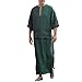 Produktbild KiyomiQvQ Herren Robe Beiläufiger Leinen Kaftan-Mittlerer Osten Saudi-arabische Roben Kleider mit Taschen Männer Maxikleid Lose Einfarbig Vintage Kleid Kaftan