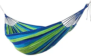 TRAY Portable Durable Garden Hammocks Striped Ultralight Outdoor Beach Blue Swing Bed with Strong Rope,Swing for Garden & Sports