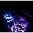 Car Logo Atmosphere lights LED Logo Waterproof Bottle Drinks Coaster 7 Colors Changing USB Charging Mat LED Cup Mat for Jaguar XF XJ XE F-PACE XFL, 2PCS
