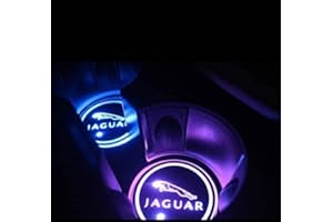 ENFILY Logo dell'automobile Luci di atmosfera LED Logo Bottiglia Impermeabile Bevande Sottobicchiere 7 Colori Cambiare USB Ricarica Mat LED Coppa Mat per Jaguar XF XJ XE F-PACE XFL, 2 PZ
