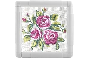 FAFEICY Embroidery Frame Plastic Cross Stitch Frame Square Rectangle Plastic Clip Frame for Embroidery Cross Stitch Quilting Needlepoint Tool(20.3*20.3cm)