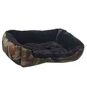 SRI Imported Rectangular Army Print Green Black Puppy/Dog Bed, Black/Green (Medium)