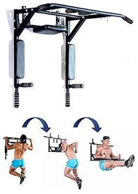 Bar2Fit: Barre de Traction Murale Multifonctions avec Barres à Dips - Appareil Abdominaux Dips Triceps Musculation - Chargez jusqu'à 200kg - Workout Crossfit Fitness