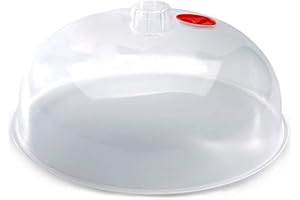 PlasticForte Coperchio Ventilato per Microonde - Coperchio per Microonde per Alimenti Senza BPA, Coperchio di Protezione del Piatto per Microonde con Maniglia, (Piatto da 25 Cm)