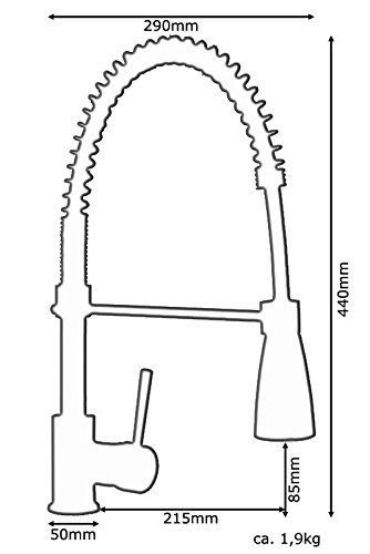 Hochwertige Niederdruck Gastro Spültisch Profi Küchenarmatur mit 2 Strahlarten Edelstahl Feder Armatur Chrom - 2