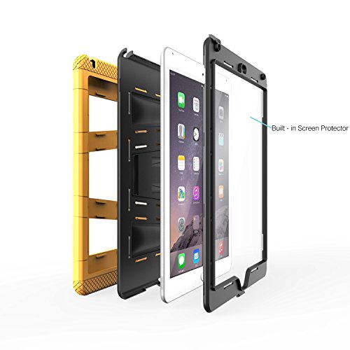 MoKo Hülle für Apple iPad Air 2 – Silikon + Schwarz hartem Polycarbonat Protector mit faltbarer Standplatz-Abdeckungs-Fall Kickstand Tasche Schutzhülle Case für Apple iPad Air 2/iPad 6 9.7 Inch Tablet, Gelb - 4