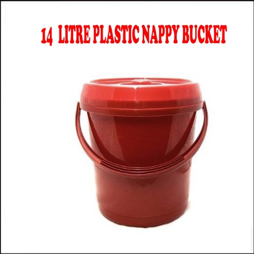 14 Litre Nappy Bucket with Lid in Gloss Red