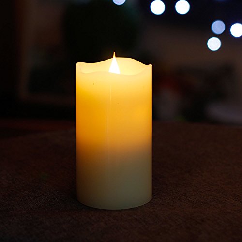 LED Kerzen flammenlose Kerzen mit Romote Control und Timer, simplux fließfähig 3D Fireless Flamme, echtes Wachs, batteriebetrieben, elfenbeinfarben, 7,6 x 12,7 cm (3×5 Zoll), für Hochzeit Party Dekorationen - 8