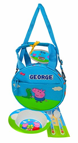 Peppa Pig y George Kinder bolsa de almuerzo con el kit  perfecto para pre-Ni  os  con licencia oficial  BLUE 