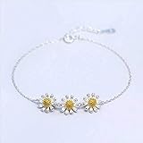 Thumby S925 Silber Armband Kleine DREI Kleine Daisy Blume Armband Weibliche Persönlichkeit Mode Süß, S925 Silberarmband, Einheitsgröße