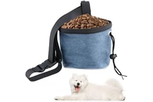 Culinavog 12 cm×12 cm Sac à Nourriture avec Clip à la Taille pour Chien, Bleu, Petit Sac à Friandises pour Chien, Portable Pochette de Dressage, Pochettes à Friandises pour Chat, Animaux de Compagnie