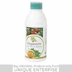 Alagaezyme Organic Cold Pressed Water Soluble Pure Neem Oil for Spray on Indoor and Outdoor Plants with Free 25ml Measuring Cup (250ml)