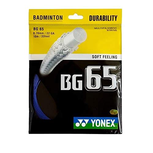 Yonex BG65 Corde pour raquette de badminton Bleu roi 0,7 mm 10 m