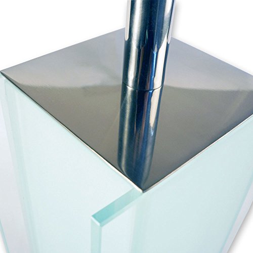 Stand WC Garnitur mit satinierten Glas und Edelstahl rostfrei Toilettenbürste - 2