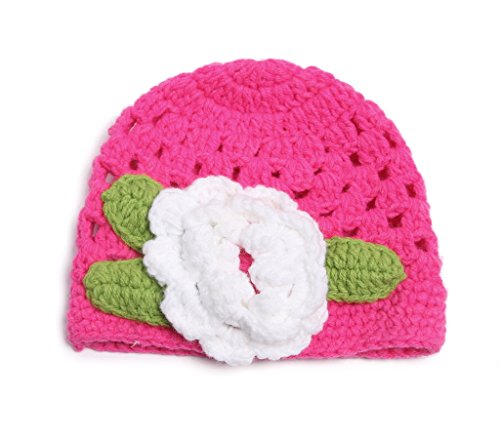 Bigood(TM) Infant Toddler Girl Baby Handmade Knit Crochet Flowers Hat Cap Pink