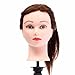 LuckyFine 20 inch 100% Real Long Brown Human Hair Hairdressing Practice Training Head Mannequin + Adjustable Holder