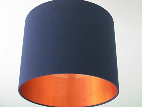 Handmade Navy Blue Brushed Copper Lined Lampshade Lightshade