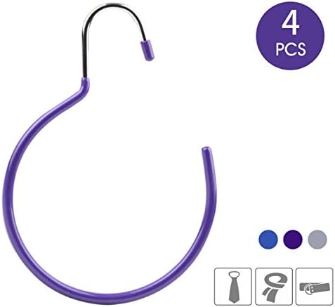 Miyare 4 Pack Colorful Hook PVC Dip Scarf Belt Tie Rack Scarf Hanger Organizer for Scarf / Cap / Hat/ Lock / Ladies Bag (Blue, Silver, Purple) (purple)