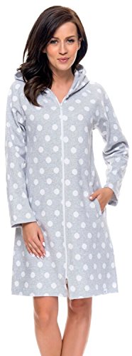 dn nightwear Damen Bademantel mit Kapuze SMZ.9097