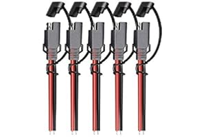 IMESTOU iMESOTU Lot de 5 Câbles d'extension SAE 16 AWG 2 Broches à Déconnexion Rapide DC 12 V 30 cm Avec Bouchon étanche pour Batterie de Moto et Voiture Application Solaire