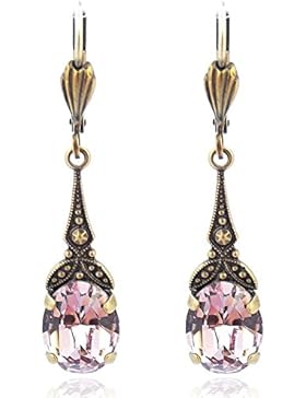 Jugendstil Ohrringe mit Kristallen von Swarovski® Damen - Gold Viele Farben - NOBEL SCHMUCK