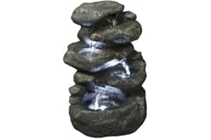 Direct Global Trading 4 Fall Rock LED Lit Indoor Water Feature Ideal for Feng Shui