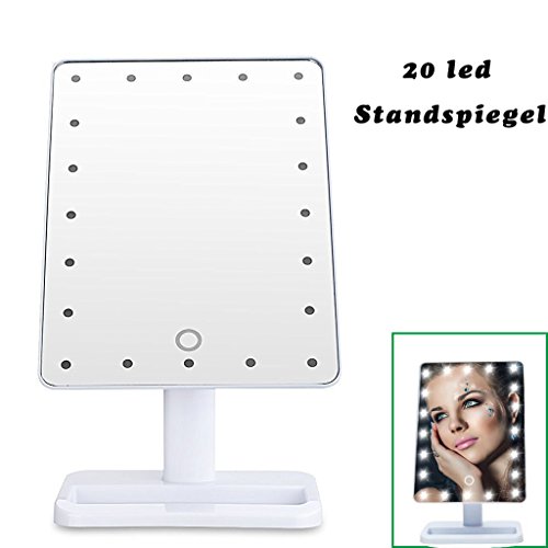 Dproptel Touchscreen 20 LED beleuchteter Kosmetikspiegel 180 frei drehbare bewegliche Make-up-Spiegel perfekt für Make-up Peeling, Badezimmer