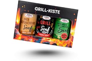 Grillpresentset för män – grilllåda med Thüringer stekkorv, grill och krispig senap – presentidé för grillfans och grillsäsong, 600 ml