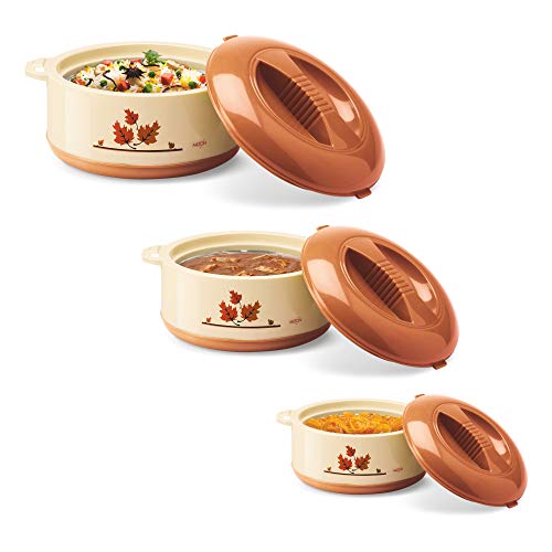 Milton Orchid Insulated Plastic Casserole Gift Set, 3-Pieces, Light Brown