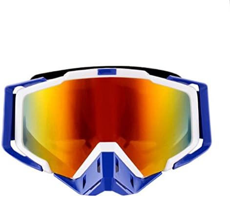 Tmei Professional Sports Googles Eyewere Glasses for Motocross Off-road Trials Enduro Helmet ATV Dirt Bike Motorcycle Blue Frame Blue Band and Colorful Lens